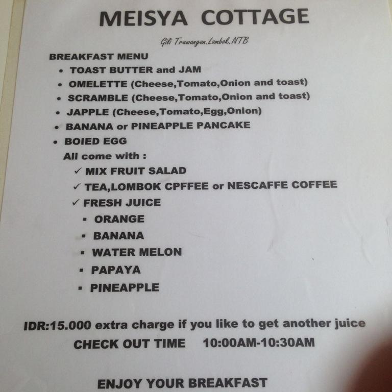Meisya Cottage Gili Trawangan Kültér fotó